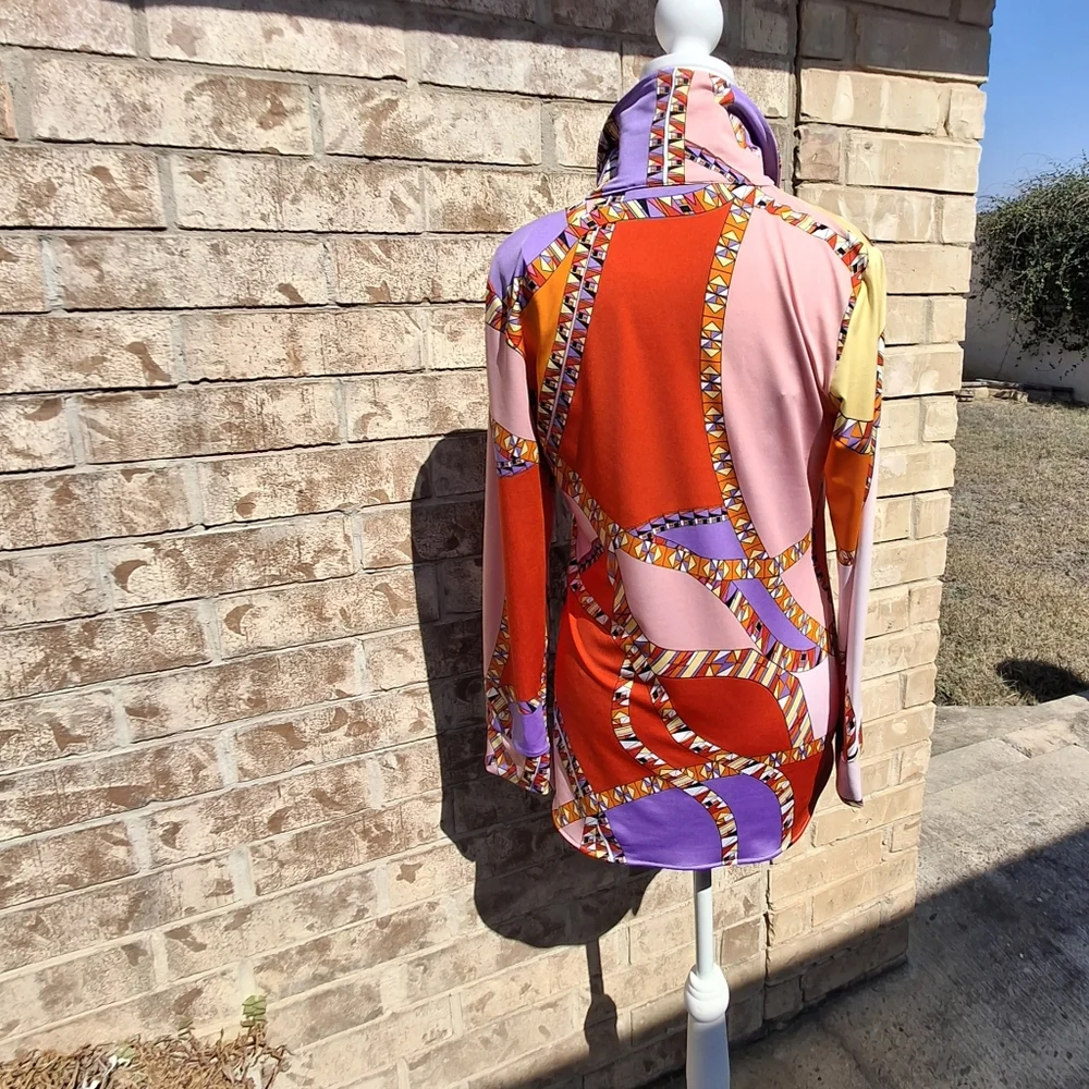 Julian Chang Designer Multicolor  Button-up Long Sleeve Blouse Women Size Medium - Picture 6 of 15